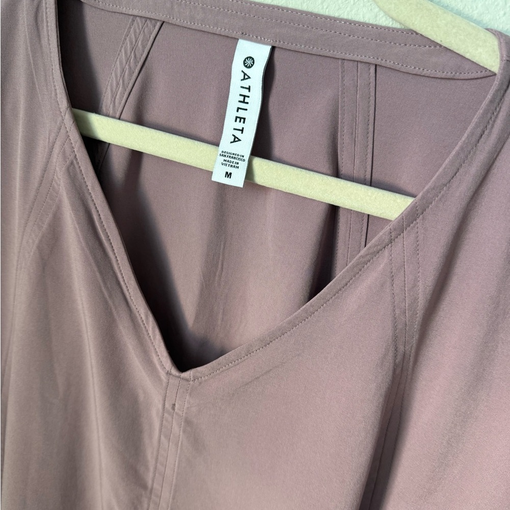 Athleta Boulevard Mauve V-Neck Short Sleeve Tee - Picture 3 of 6